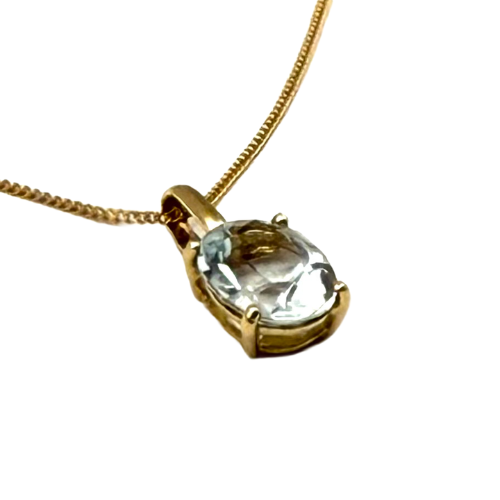 Aquamarine 18K YG Pendant & Chain