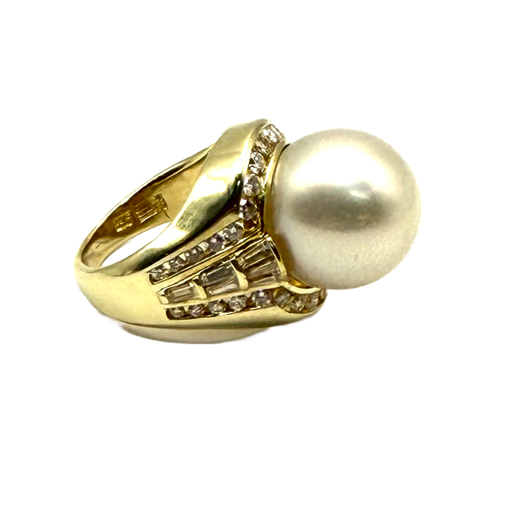 South Sea Pearl Diamond 14K YG Ring
