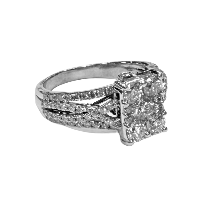 Diamond 14K WG Cluster Crossover Band Ring
