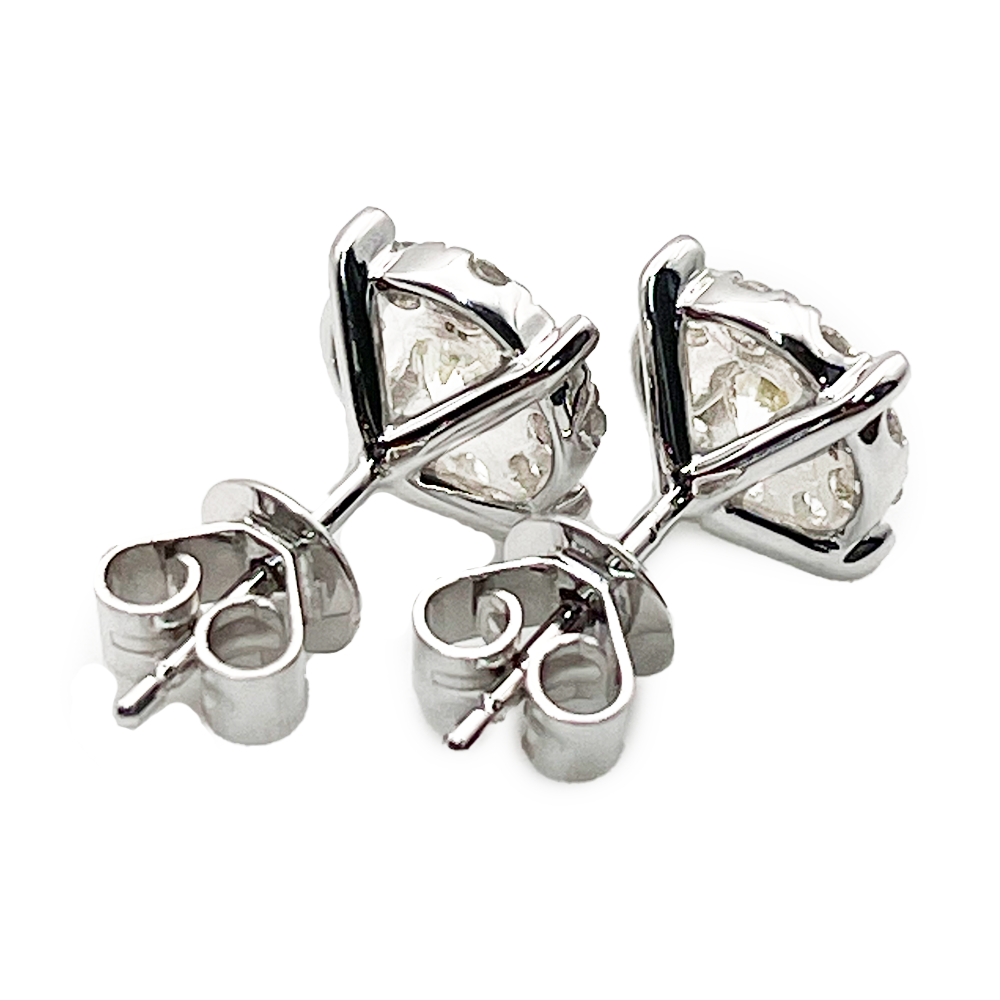 Diamond 14K White Gold Cluster Stud Earrings