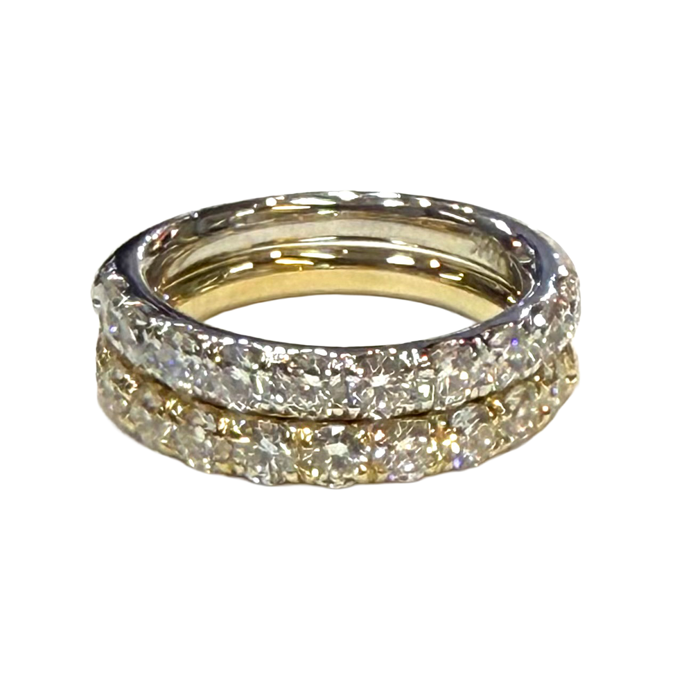 Matching Diamond 14K YG WG Band Rings