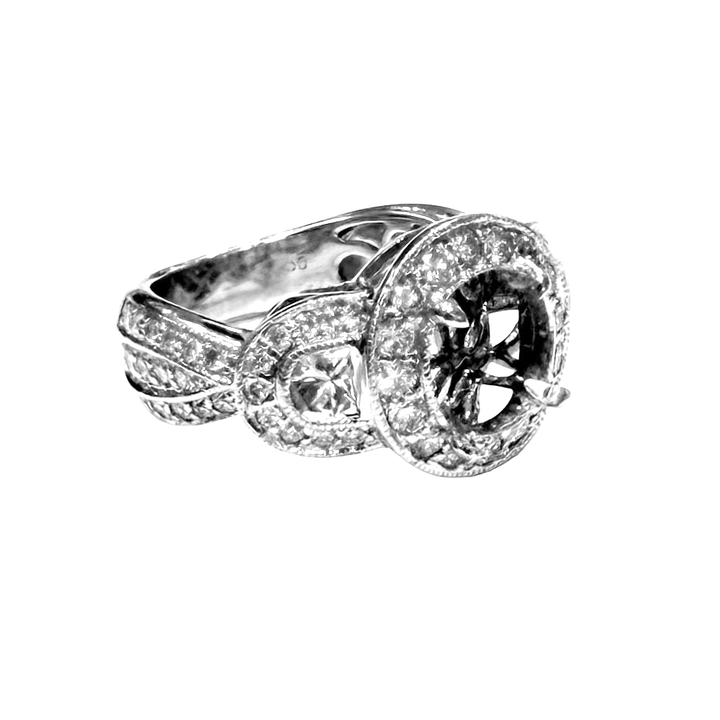 Diamond 18K White Gold Semi Mounting