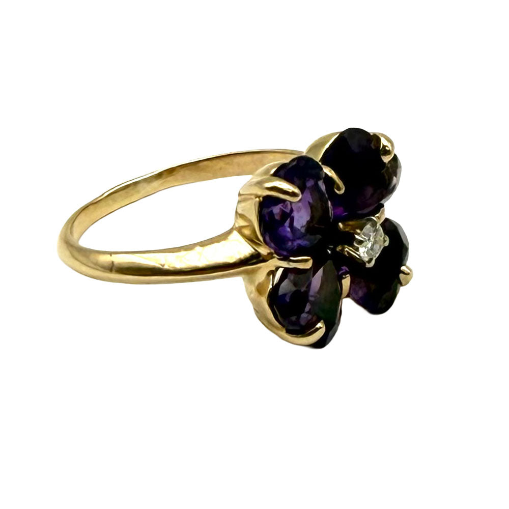 Amethyst Diamond 14K Yellow Gold Ring