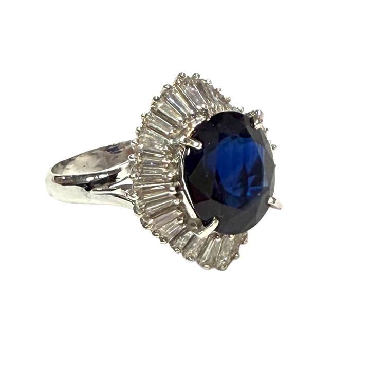 Sapphire Diamond Platinum Ballerina Design Ring