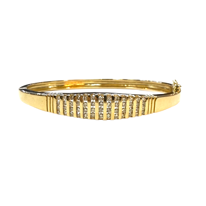 Diamond 14K Yellow Gold Bangle Bracelet