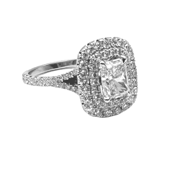 1.52 Carat I SI1 Radiant Cut Diamond 14KWG Ring