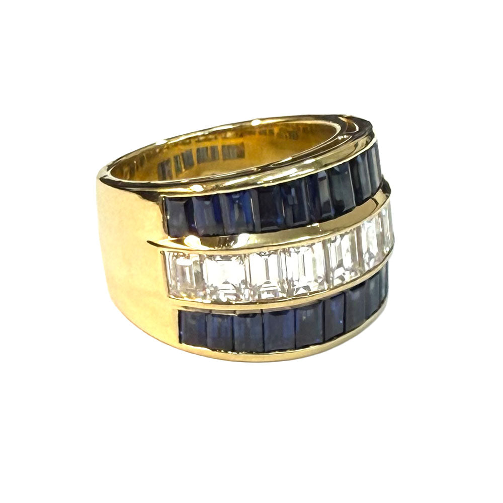 Diamond Sapphire 18K YG Band Ring