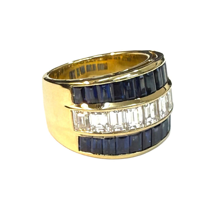 Diamond Sapphire 18K YG Band Ring