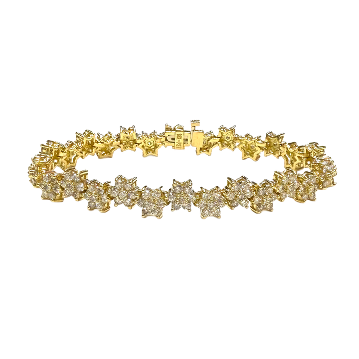 Diamond 18K YG Floral Design Link Bracelet