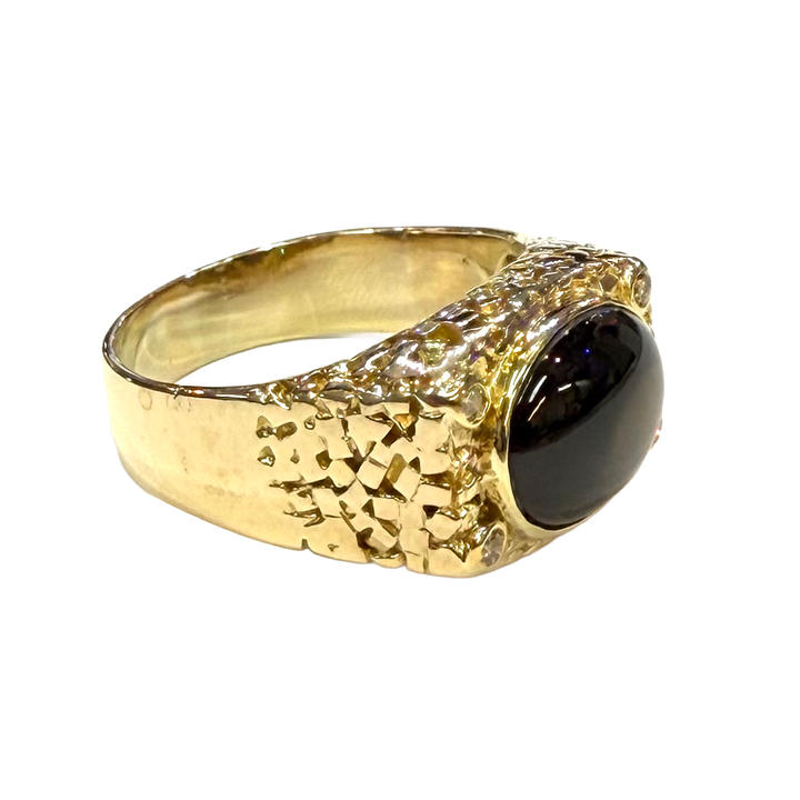 Black Star Sapphire 14K YG Nugget Design Ring