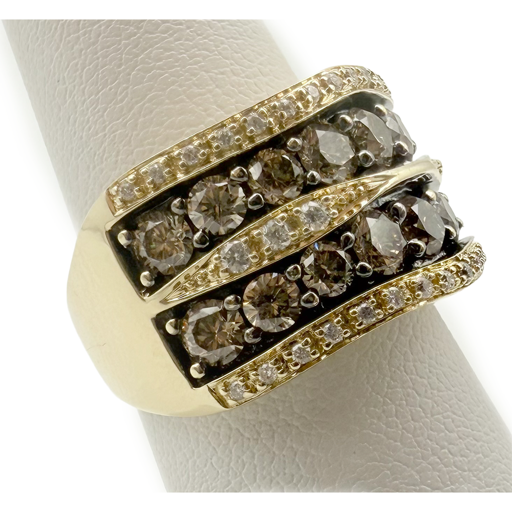 LeVian Chocolate & Colorless Diamond 14K YG Band Ring