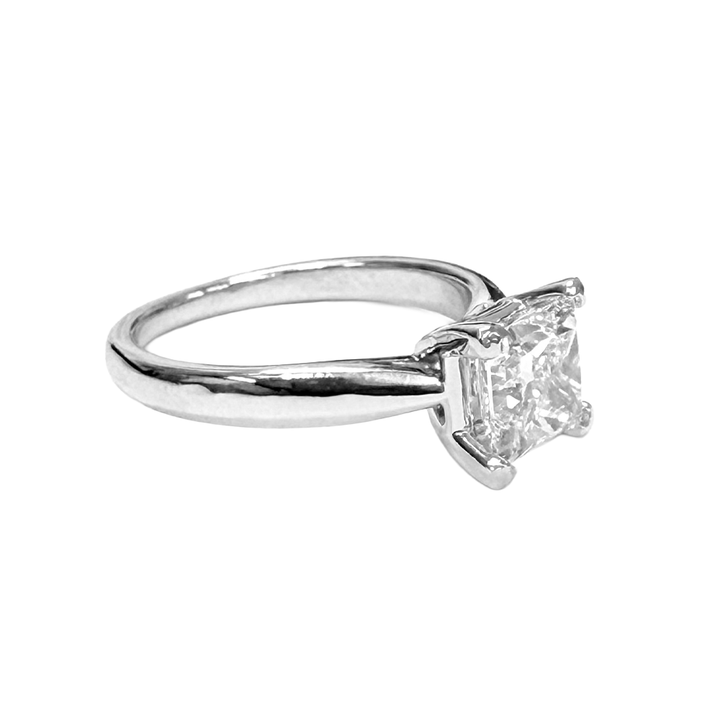 1.30 Carat F VVS2 Princess Cut Diamond Platinum Ring