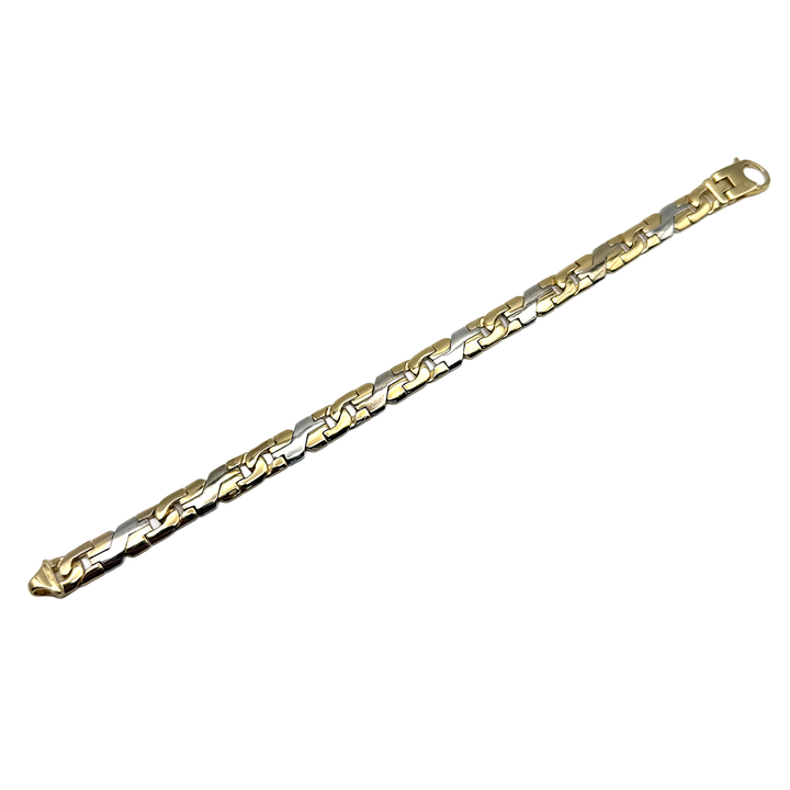 14K Two Tone WG YG Link Bracelet