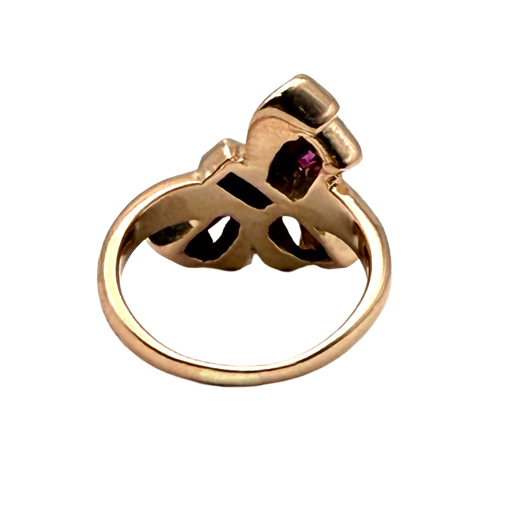 Retro Diamond Ruby 14K Rose Gold Ring