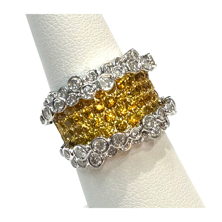 Yellow Sapphire Diamond 18K WG Ring