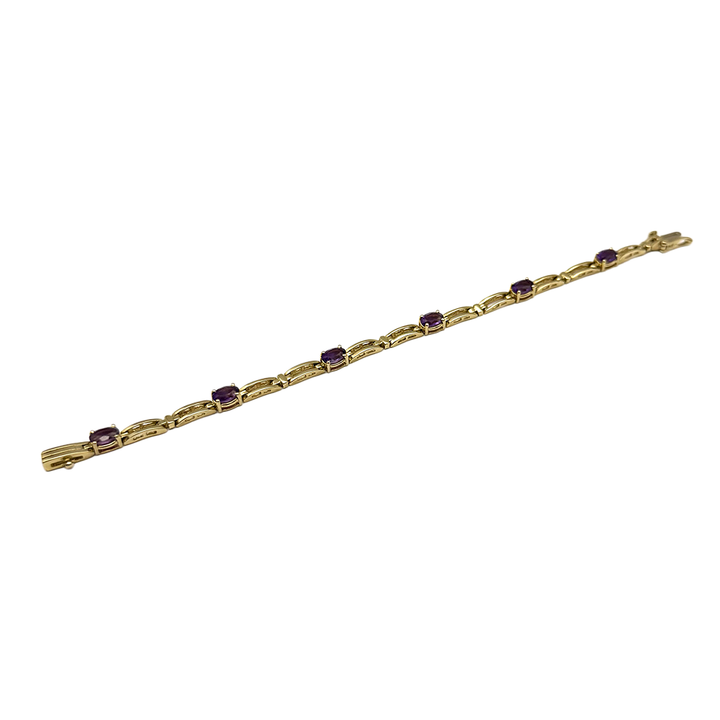 Amethyst 14K Yellow Gold Link Bracelet