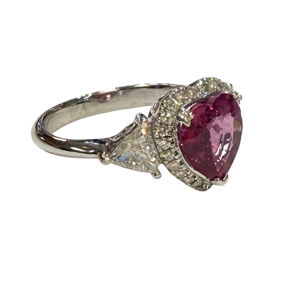 Pink Sapphire Diamond 18K WG Ring
