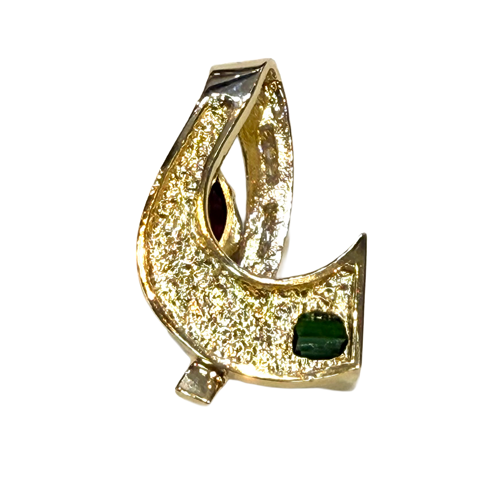 Pink & Green Tourmaline Diamond 14K YG Pendant