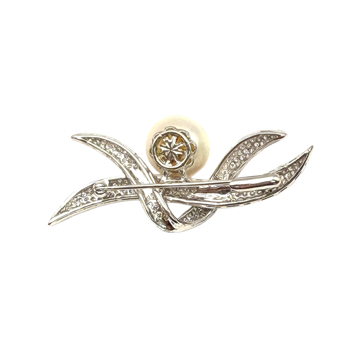 South Sea Pearl Diamond 18K WG Brooch