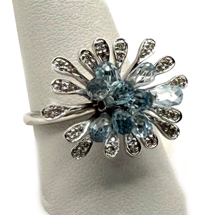 Aquamarine Diamond 14K WG Ring