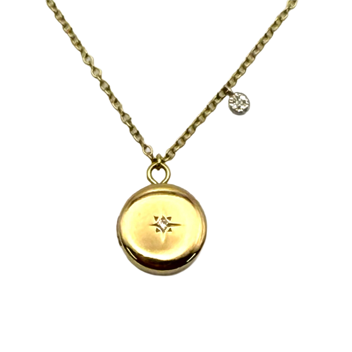 Meira T Diamond 14KYG Star Locket Pendant Necklace