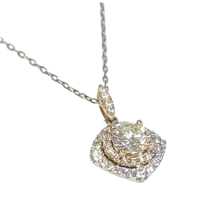 Diamond 18K WG & RG Pendant & Chain