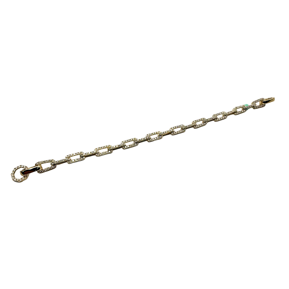 Diamond 14K Yellow Gold Link Style Bracelet
