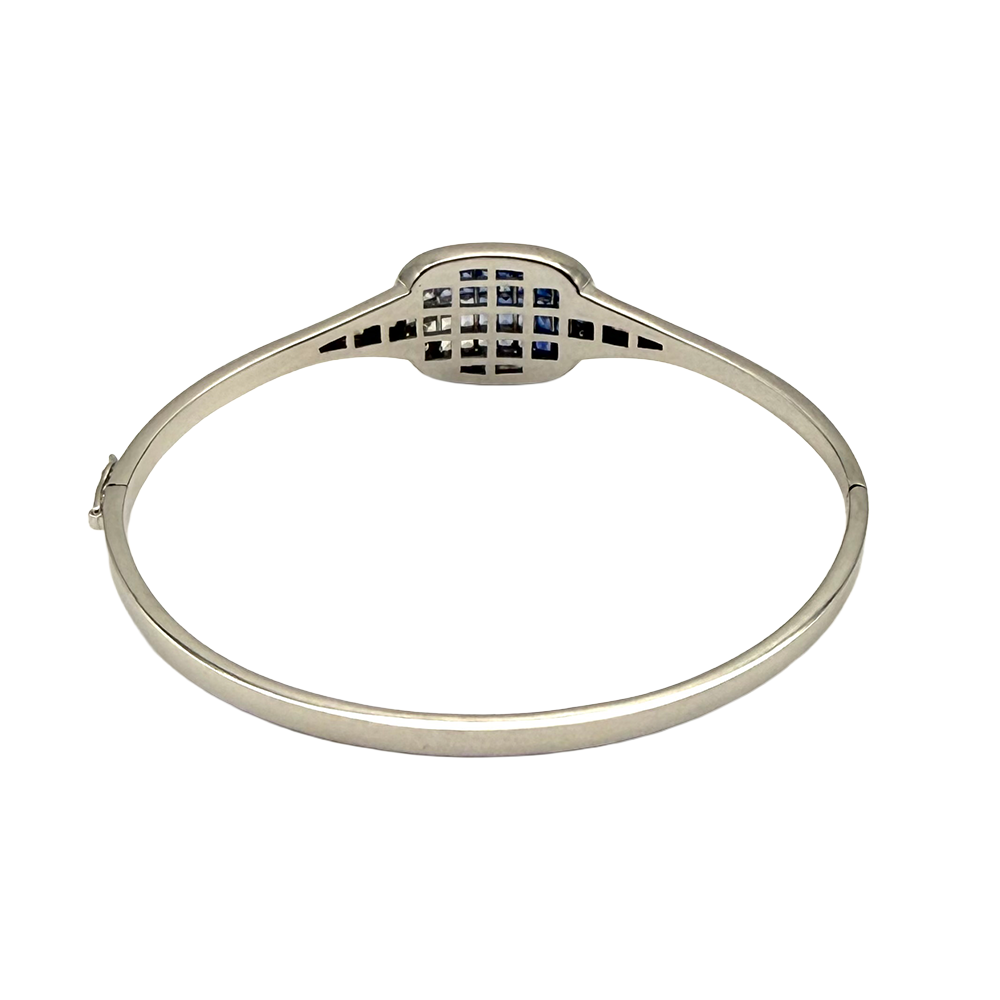 Multi Colored Sapphire Diamond 18K WG Bangle Bracelet