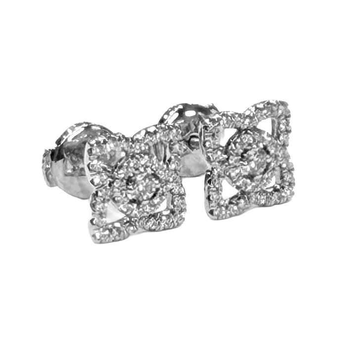 DeBeers Lotus Diamond 18K White Gold Stud Earrings