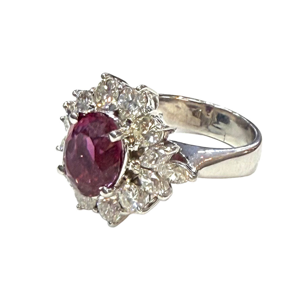Ruby Diamond 18K White Gold Ring