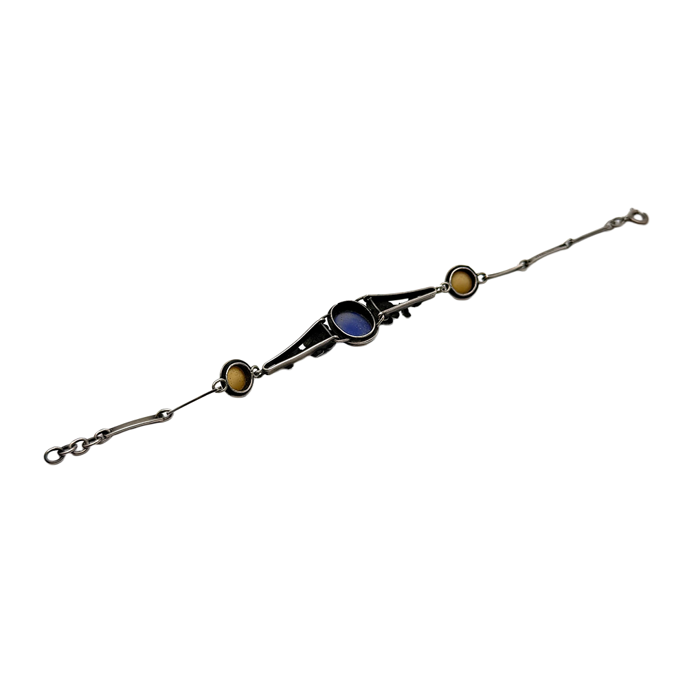 Victorian Blue Chalcedony Agate Sterling Silver Bracelet