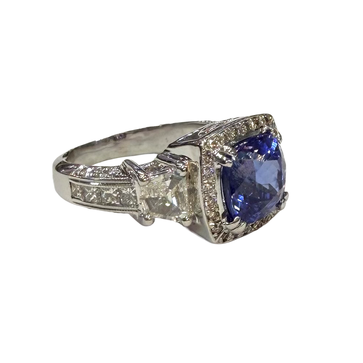 Tanzanite Diamond 18K White Gold Ring
