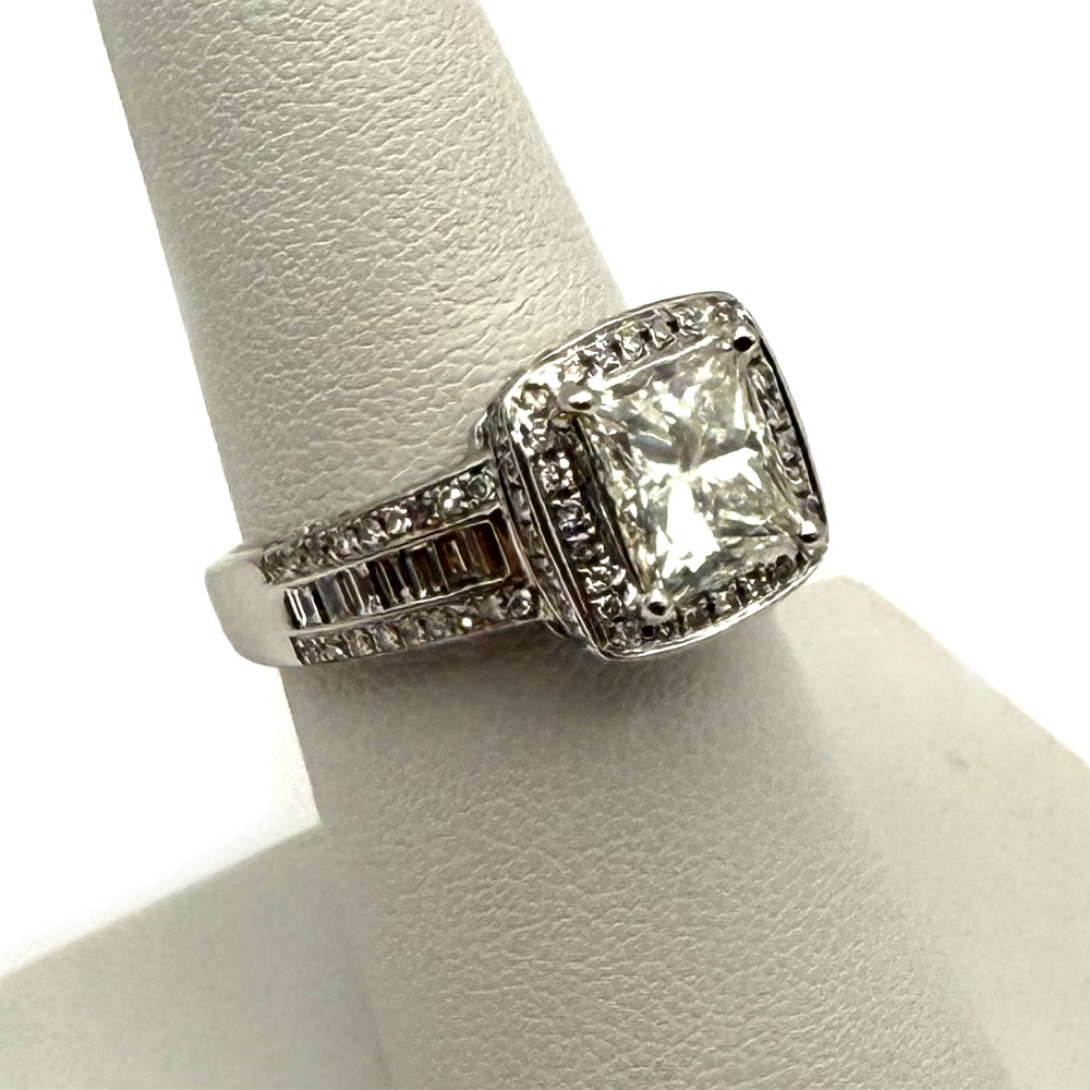 2.07 Carat I VS2 GIA Princess Cut Diamond 14K WG Ring