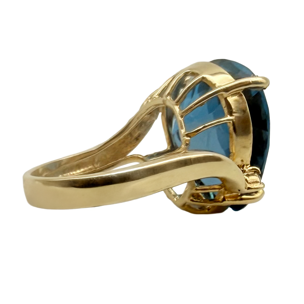 London Blue Topaz Diamond 14K Yellow Gold Ring