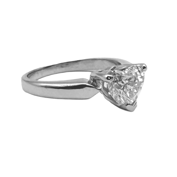 1.37 Carat E SI1 Heart Shaped Diamond Platinum Ring