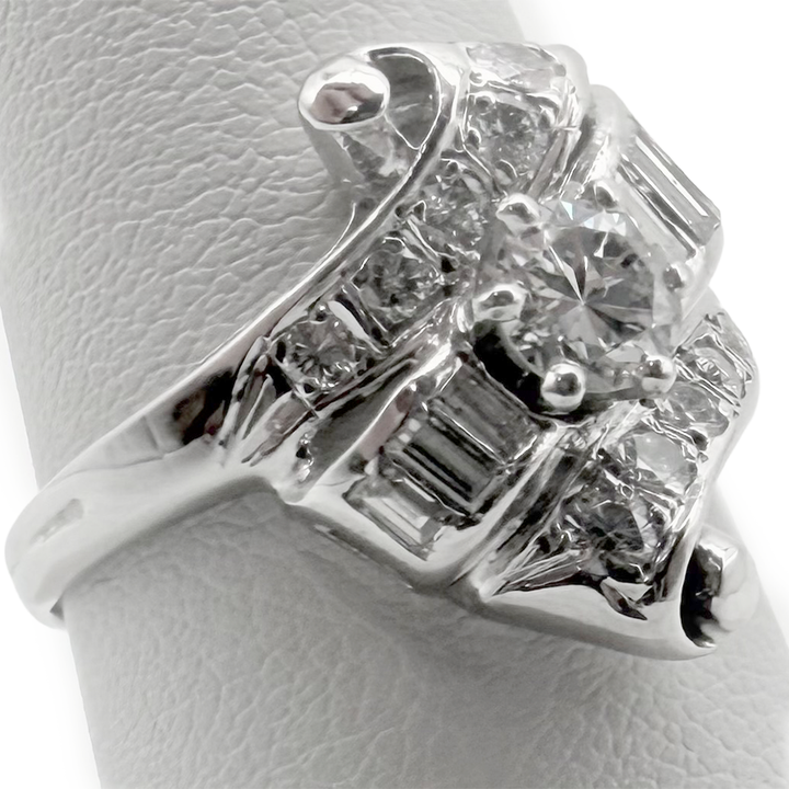 Retro Diamond 14K White Gold Ring