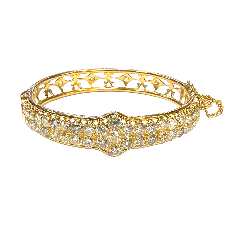 Antique Diamond 21 Karat Yellow Gold Bangle Bracelet