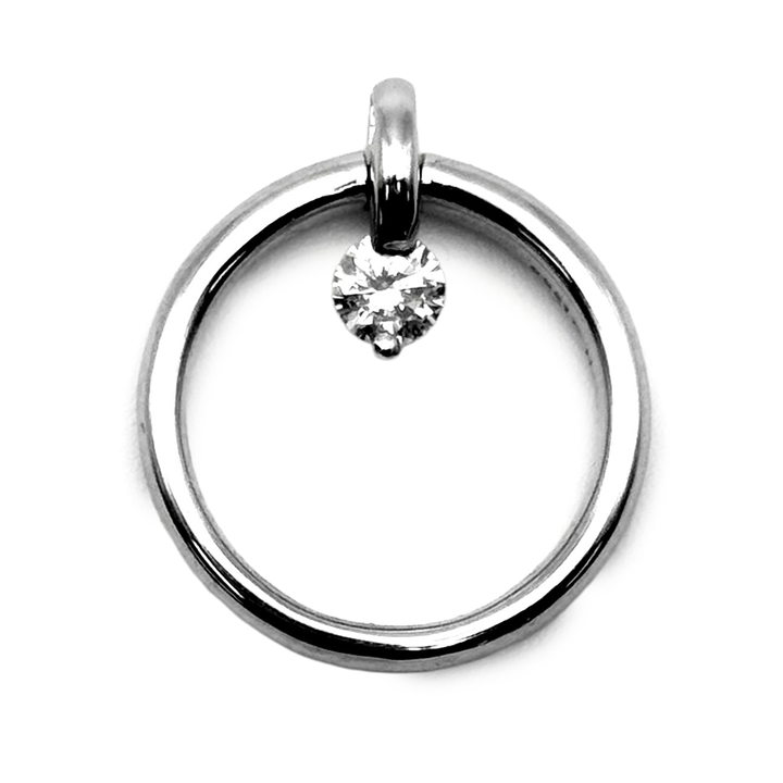 Diamond 18K White Gold Band Ring-Pendant