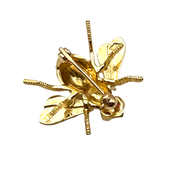 18K Yellow Gold Bee Design Pin