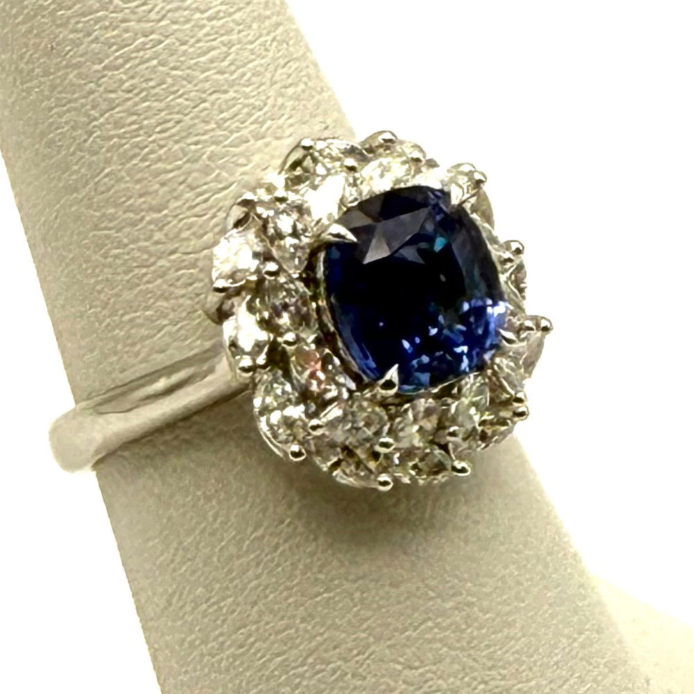 Sapphire Diamond 18K WG Ring