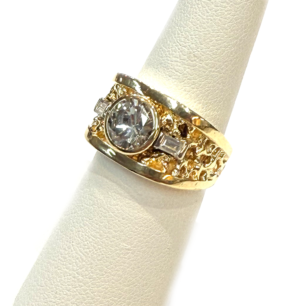 Gents Diamond 14K YG Nugget Design Ring