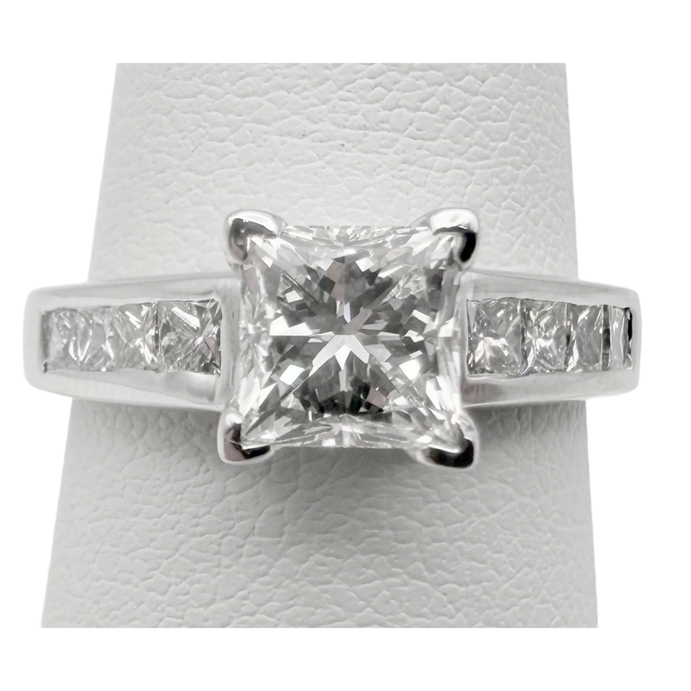 1.20 Carat Princess Cut Diamond 14K WG Wedding Ring Set