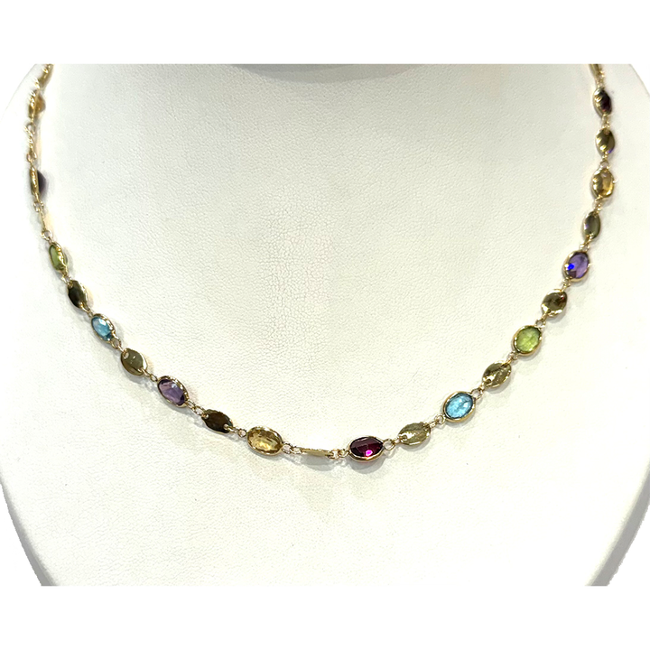 Multi Gemstone 18K Yellow Gold Necklace