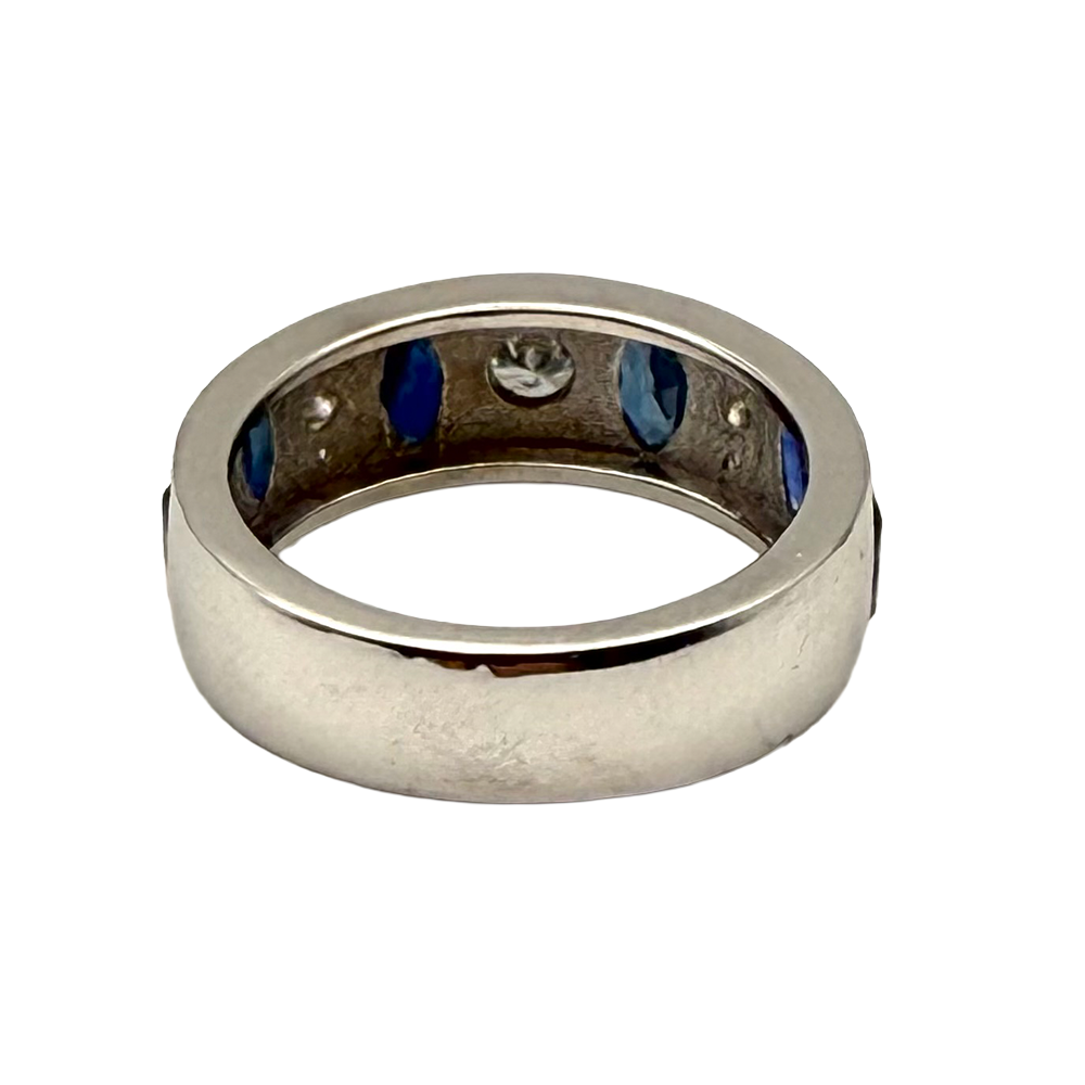 Diamond Sapphire 14K White Gold Band Ring