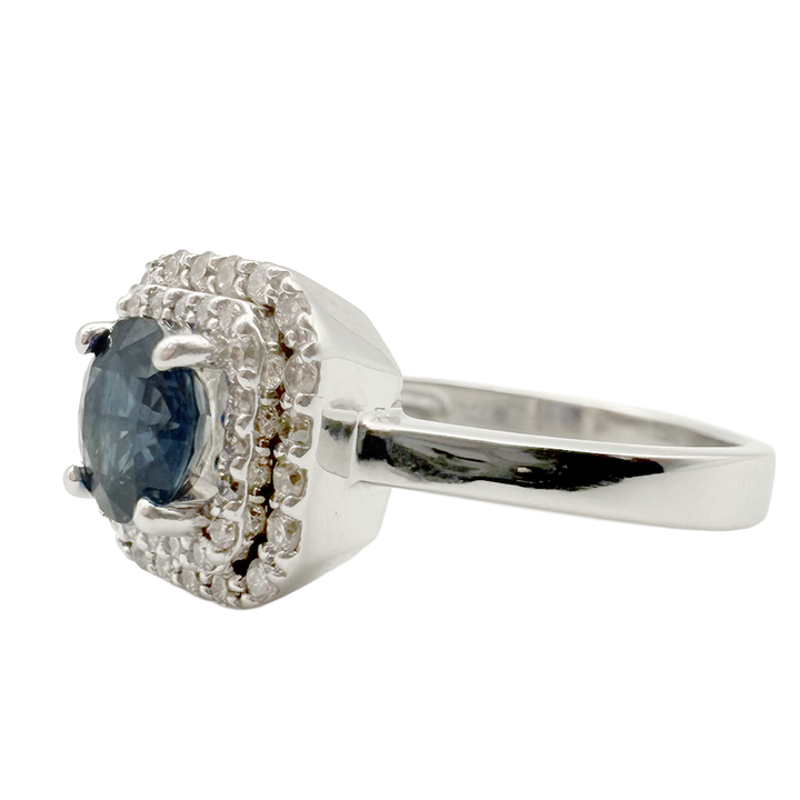 Sapphire Diamond 14K White Gold Ring