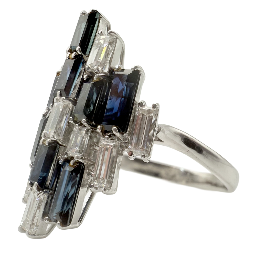 Sapphire Diamonds 18K White Gold Cocktail Ring