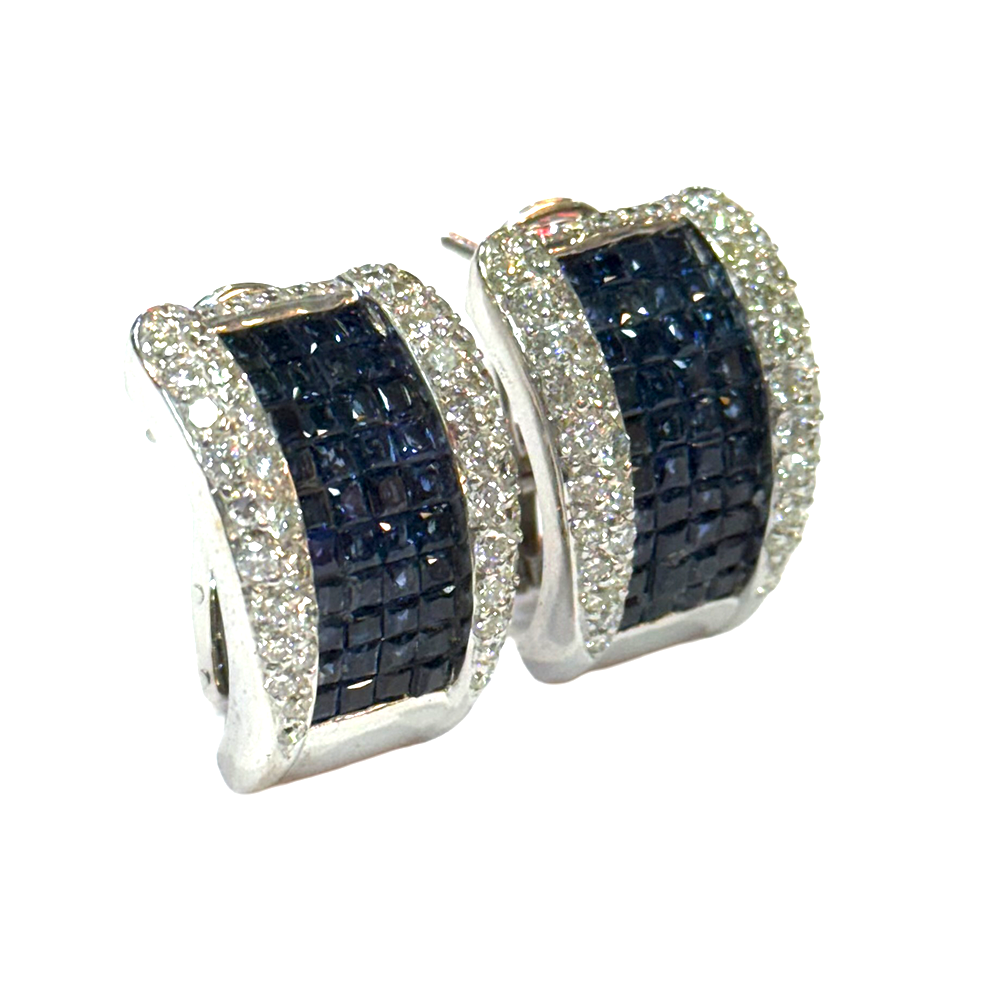 Sapphire Diamond 18K WG Clip Back Earrings