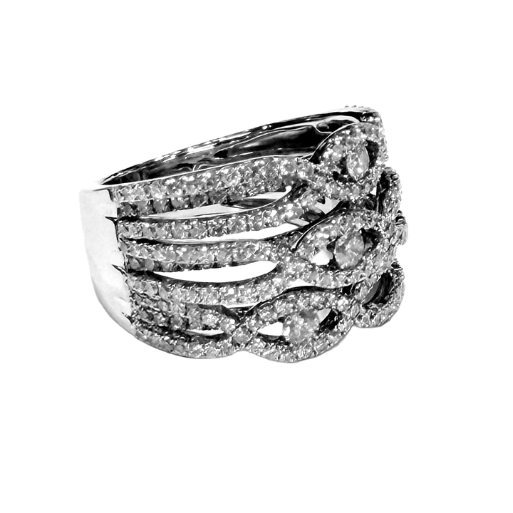 Diamond 14K WG Multi Bridge Design Band Ring