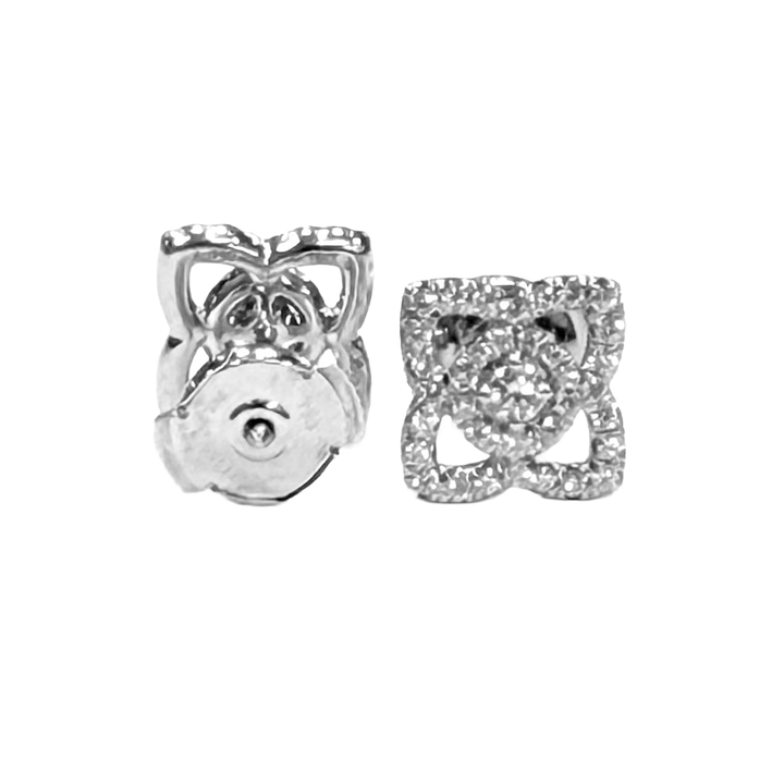 DeBeers Lotus Diamond 18K White Gold Stud Earrings