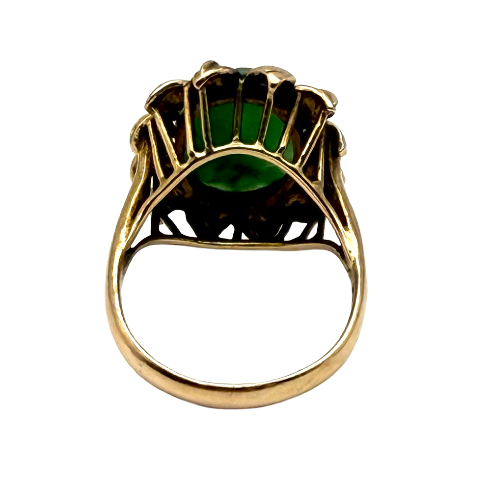 Vintage Carved Jadeite 12K Yellow Gold Ring